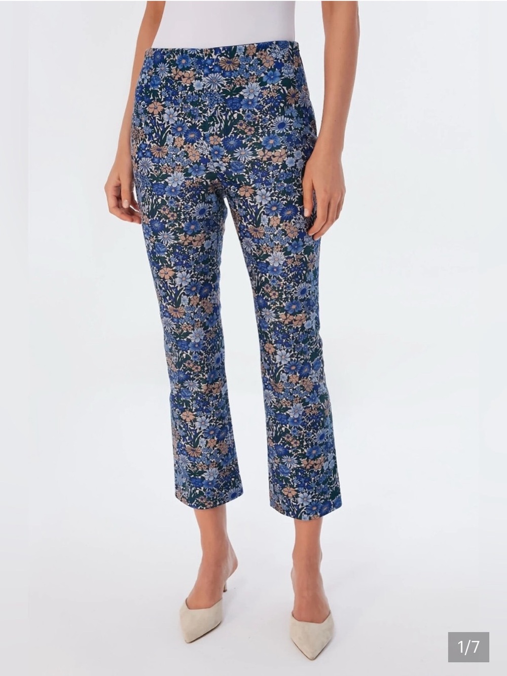 Tuckernuck Ashford Pant - Wild Hyacinth Blue Floral Cropped Smooth Velvet Pants